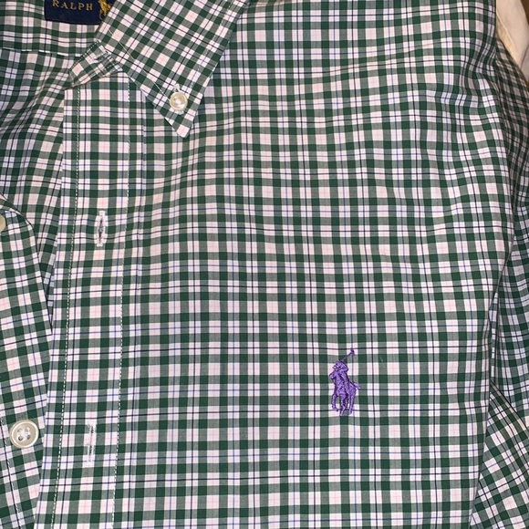 Checkered Green Polo By Ralph Lauren Dress Shirt - Picture 3 of 4